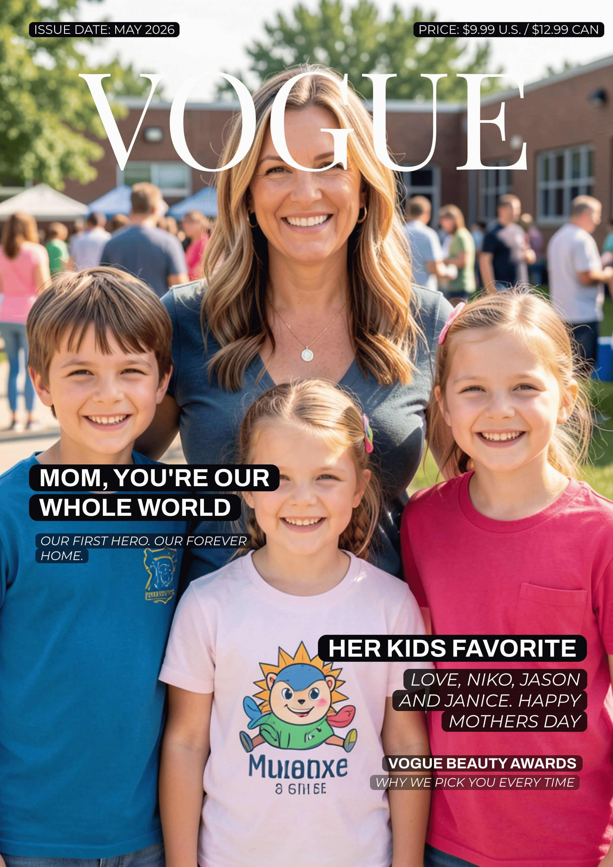 Vogue Kids and Mother magazine cover template